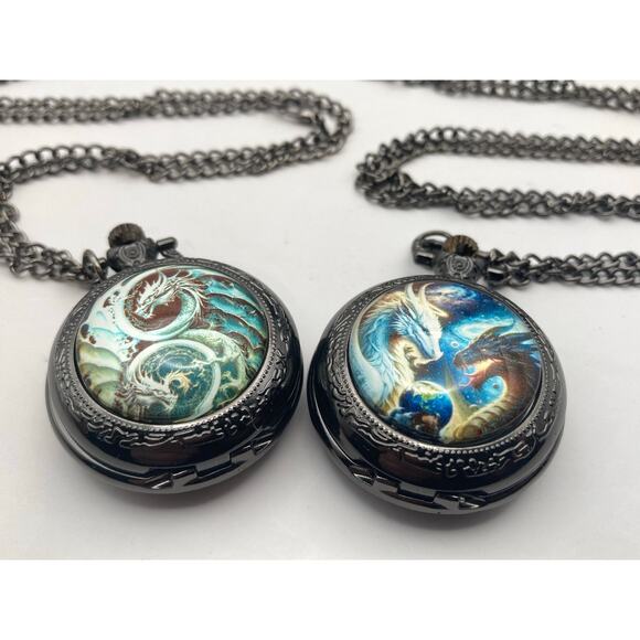 Dungeons and Dragons Like Pocket Watches (2) - New Batteries- w/ Chains - Picture 3 of 7